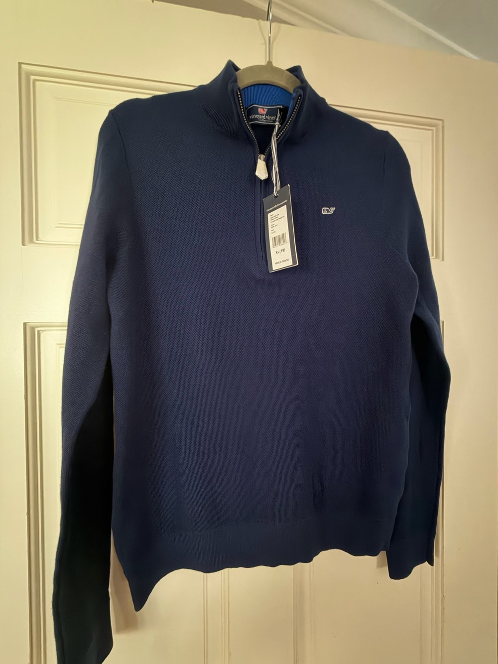 NWT Vineyard Vines Boys XL (18) Navy Quarter-Zip Sweater